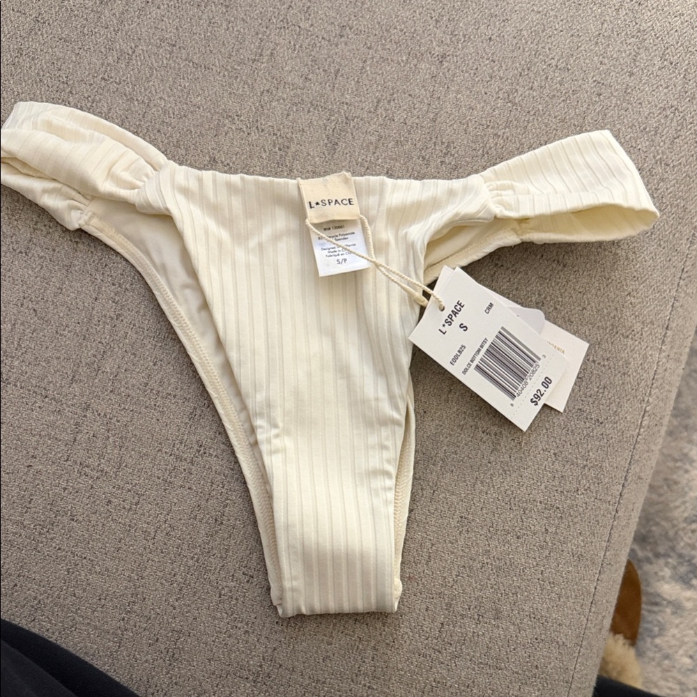 L*Space Ribbed Cream Bikini Bottom